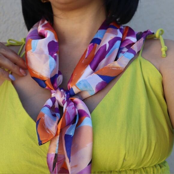 Colorful floral Scarf H3 - Picture 3 of 7